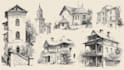 sketch houses and buildings
