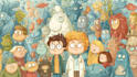 draw a cute and funny cartoon illustration