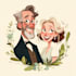 a wedding portrait illustration caricature