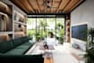 construct cgi tropical villa,3d glass wall,d5 poolside lounge,living room render