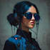 draw digital portrait in style cyberpunk