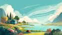 create flat landscape illustration of nature