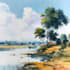 draw a watercolor landscape illustration