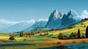 draw professional vector landscape illustration