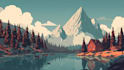 make poster, vector art deco, landscape illustration