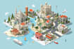 create isometric vector illustrations, infographics and maps