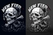 do custom logo, skull dark art or cartoon