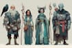 draw a fantasy dnd party character illustration