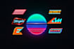 design 80s futuristic synthwave retro logo with neon