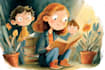 create cute children book illustration with animals