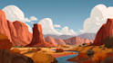 draw a flat vector landscape illustration