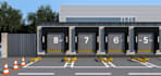 restructure 3d industrial building,parking space,loading docks,logo rendering