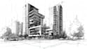 hand draw architectural sketches interior and exterior