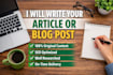 write articles or blog post as a professional ghost writer