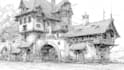sketch houses and buildings