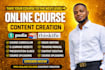 create online course content,course creation, course editing,and workbook design