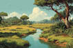 create landscape illustration of nature