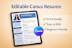 design a professional ats friendly CV or resume using canva