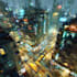 draw a cyberpunk futuristic city illustration