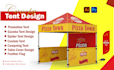 design canopy tent, table cover, and feather flag design