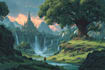 create fabulous fantasy environment landscape illustration