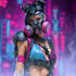 draw cyberpunk style character into city gaming