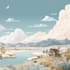 draw custom flat landscape scenery illustration