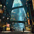 do cyberpunk sci fi futuristic city illustration