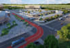 render 2d architectural drawing concept,city stadium complex, mixed use building