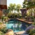 do landscape design,  design, backyard, pool and terrace