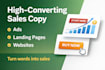 copywriting and i will do a copy ad for sales