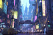 design cyberpunk futuristic city illustration