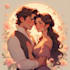 create a romantic couple portrait illustration