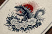 draw a custom linocut style flash tattoo design
