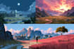 draw a natural landscape and background illustration