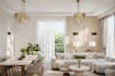 create a 3d render of a modern living room