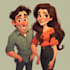 draw romantic couple portrait illustration
