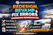redesign revamp fix errors and design a responsive squarespace website