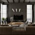 innovative 3d attic apartment, living room interior render, floating staircase
