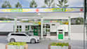 do3d petrol station,canopy structure,service room,mart,landscaping,scale element