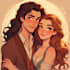 create a romantic couple portrait in my art style