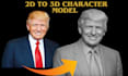 create a 2d to 3d character modeling, 2d image to 3d character model