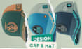 design front, side and back with a beanie cap hat