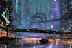 make cyberpunk illustration sci fi futuristic city