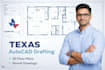 do texas autocad drafting, 2d floor plans and permit drawing