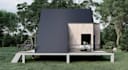 recreate 3d modern cabin exterior, glaze frame house, tiny house, cottage render