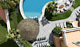 do landscape design, garden design, backyard, pool, and 3d render