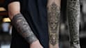create a custom tattoo design , tattoo sleeve in realism