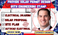 united state solar permit design with engineering stamp, drafting autocad plan