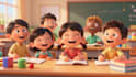 create a cinematic pixar style ai video scene with talking head